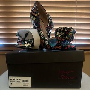 Betsey Johnson Black Floral Heels